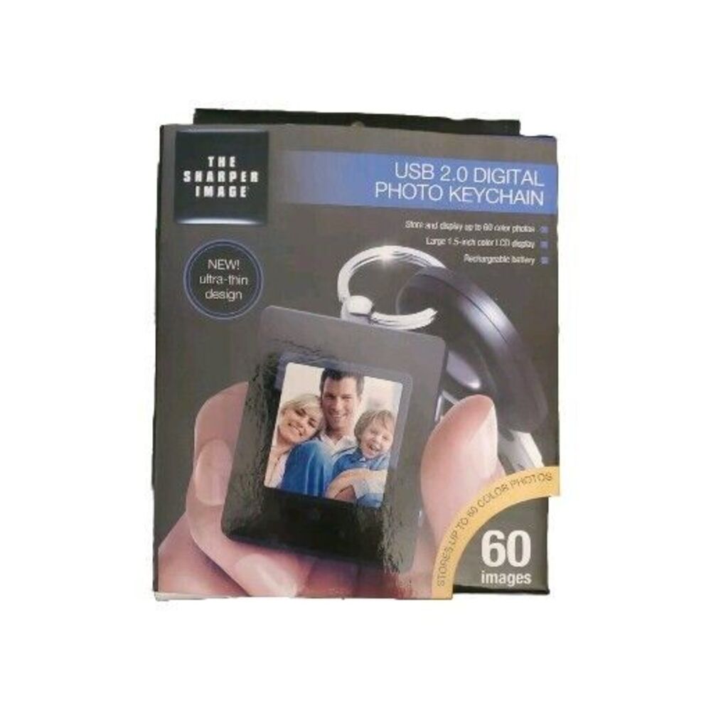 The Sharper Image USB 2.0 Digital Black Photo Keychain Open Box Sealed Product